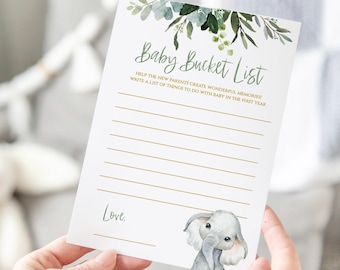 Safari Baby Bucket List Game Boy , Printable for a Gender Neutral Shower, zoo animal baby shower game - Sa2020