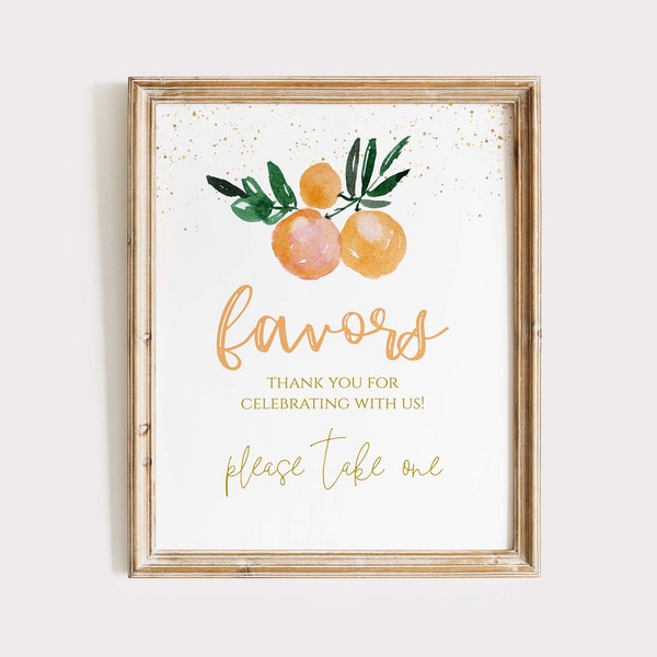 Favors Orange Cutie table sign,PRINTABLE, Clementine Baby Shower party decor, LCO234, CC65