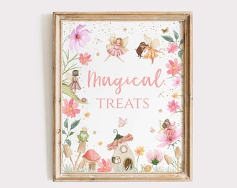 Fairy Magical Treats table sign,PRINTABLE Dessert Table, Fairy First Birthday party decor, Magical Pixie Party, FPE01