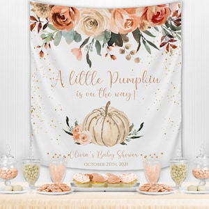 Boho Pumpkin Baby Shower Backdrop, Neutral Pumpkin Backdrop for Baby Shower, Bridal Shower Backdrop, Rustic Autumn Baby shower, NP001