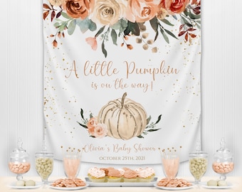 Toile de fond bohème citrouille pour baby shower, toile de fond neutre citrouille pour baby shower, toile de fond nuptiale de douche, baby shower automne rustique, NP001