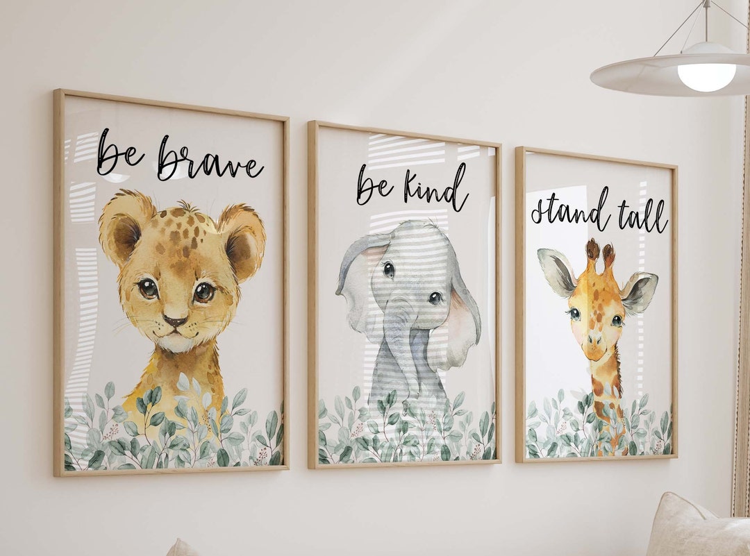 Set of 3 Safari Animal Nursery Wall Art Prints. Safari Nursery Decor ...