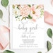 Blush Pink Floral Baby shower Invitation, Printable shower Invite Template, Sweet baby girl, hydrangea, Boho Girl, sage pm200