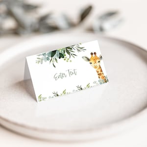 BEWERKBARE Buffetbord, Buffettentkaart, Afdrukbare Voedselkaart, Plaatskaarten, Babyshower, Safari babyshower, wilde, jungle, dier, Pm200