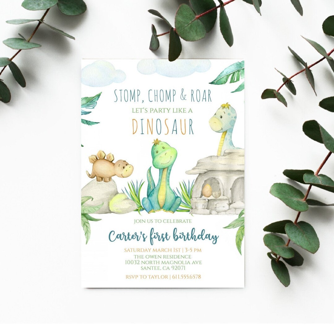 Dinosaur Birthday Invitation Boy- Instant Download -EDITABLE TEMPLATE ...