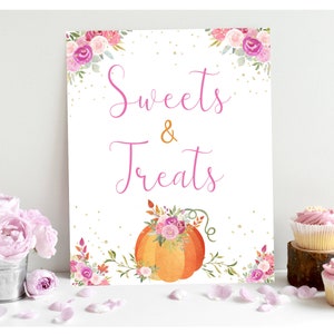 Sweets & Treats Sign, Printable Desserts Sign, Pumpkin, Fall, Autumn, Sweet Treats, PO003