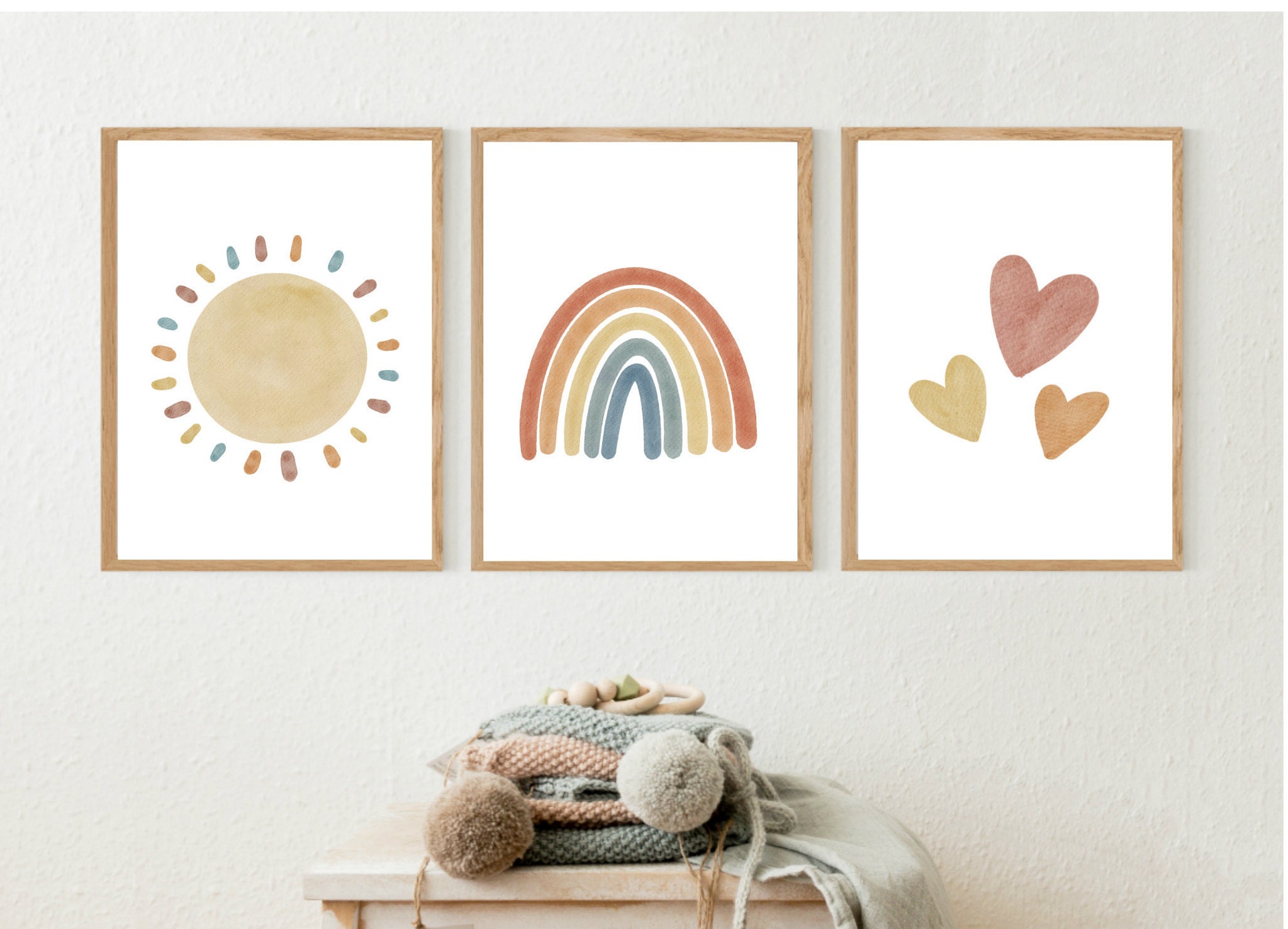 Pastel Rainbow, Cloud and Heart Garland Kids Room Decor Nursery Wall Art  Rainbow Baby Gift Nursery Garland 