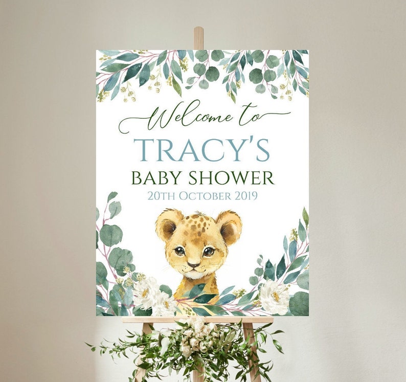 Lion Baby Shower Sign Printable Large Baby Shower Etsy