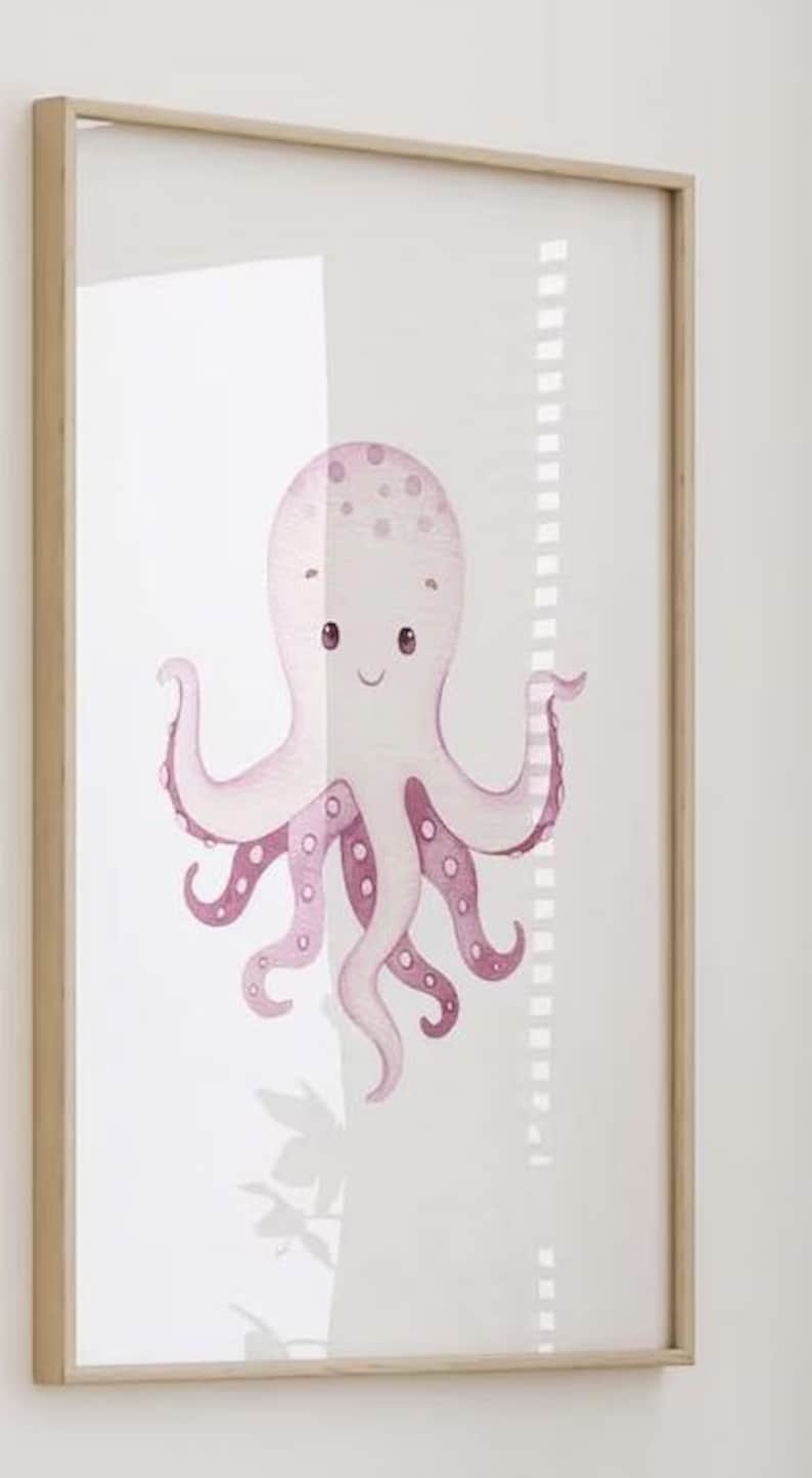 Pink Under the Sea Watercolor Prints, Set of 3 Nursery Wall Art, Girl ...