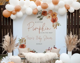 Blue Pumpkin Baby Shower Backdrop For Boy Boho Fall Baby Shower Backdrop Boy Boho Fall Decorations Little Pumpkin Truck Banner Thanksgiving Autumn Newborn Party Background 7x5ft