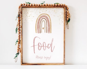 Boho Rainbow Food Table Sign Blush, 1st Birthday Gift Table Party Sign- INSTANT DOWNLOAD,R001