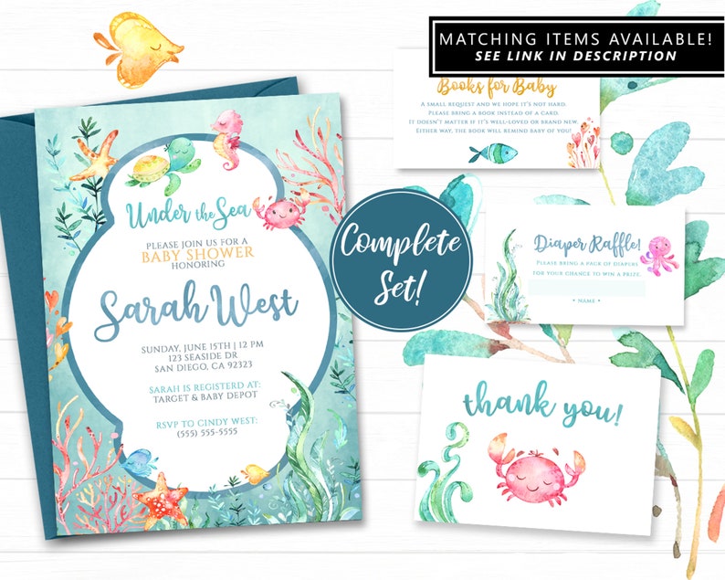 Under the Sea Baby Shower Advice Sign and Cards Printable Etsy