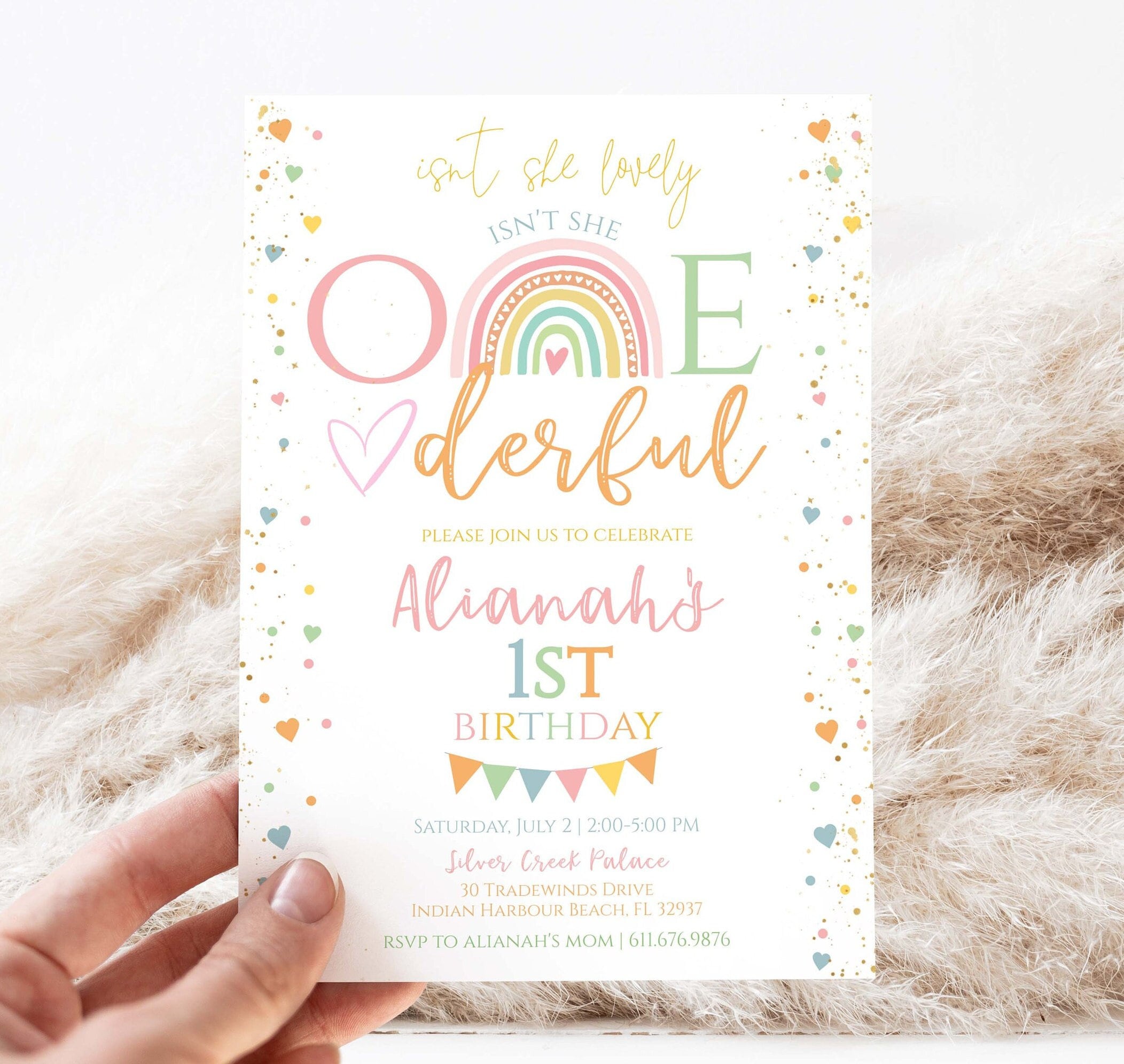 Pastel Rainbow Birthday Invitation Bundle, Pastel 1st Birthday