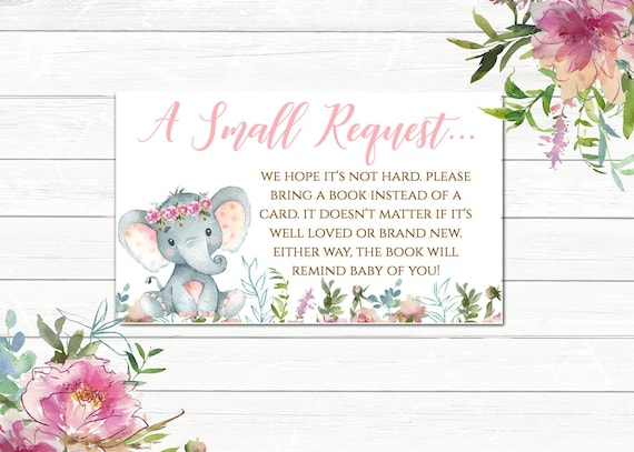 Elephant Baby Shower book card, Girl,Safari Invitation Set, Girl Elephant book card,Little peanut ,Baby shower invite set, pink, PM003