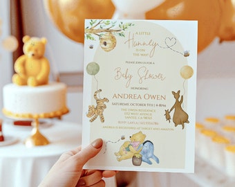 Classic Winnie the Pooh Baby Shower Invite, Pooh Bear Gender Neutral Themed Sprinkle | Editable Digital Instant Download, WP500