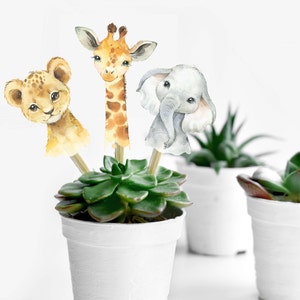 Wycinanki do centralnego elementu dekoracji Safari Animal, topper na tort do wydrukowania, wycięty element centralny do wydrukowania, dżungla, zieleń, złoto, SA2020
