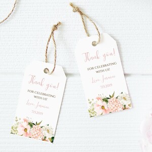 EDITABLE Blush Pink Floral Favor tags, Thank you tags, Gift Tags, Baby shower favor Printable Template, Boho Girl One Instant download,Pm200