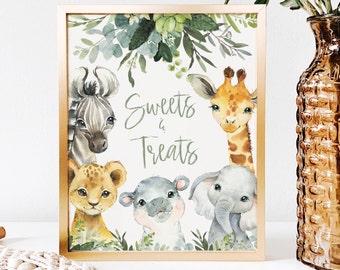 Sweets Dessert Table Sign Safari, Wild One ,PRINTABLE,Safari table sign, elephant party decor, safari gift sign, lion,  SA2020, SAbday