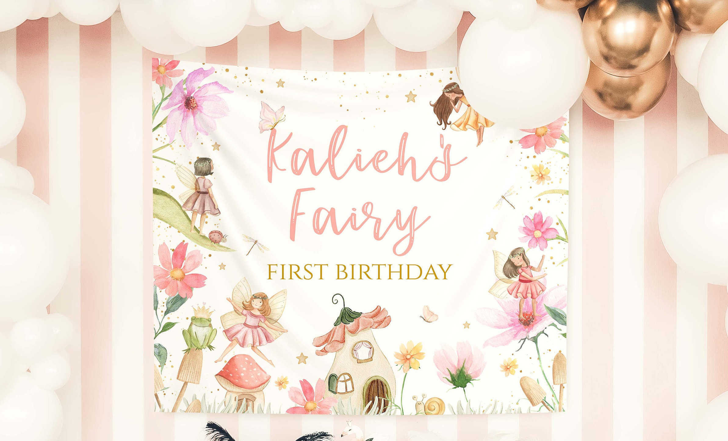 Fairy First Birthday Backdrop Magical Pixie Personalized sign Enchanted Birthday Party Printed BackdropBirthday Decor Photo