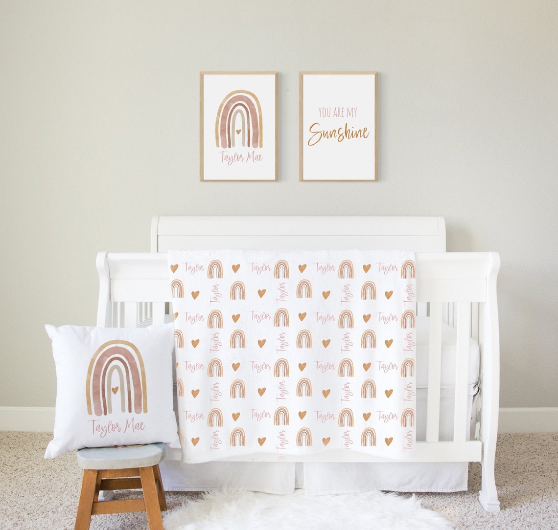 Rainbow Crib Bedding Baby girl Bedding Sets Rainbow baby Etsy