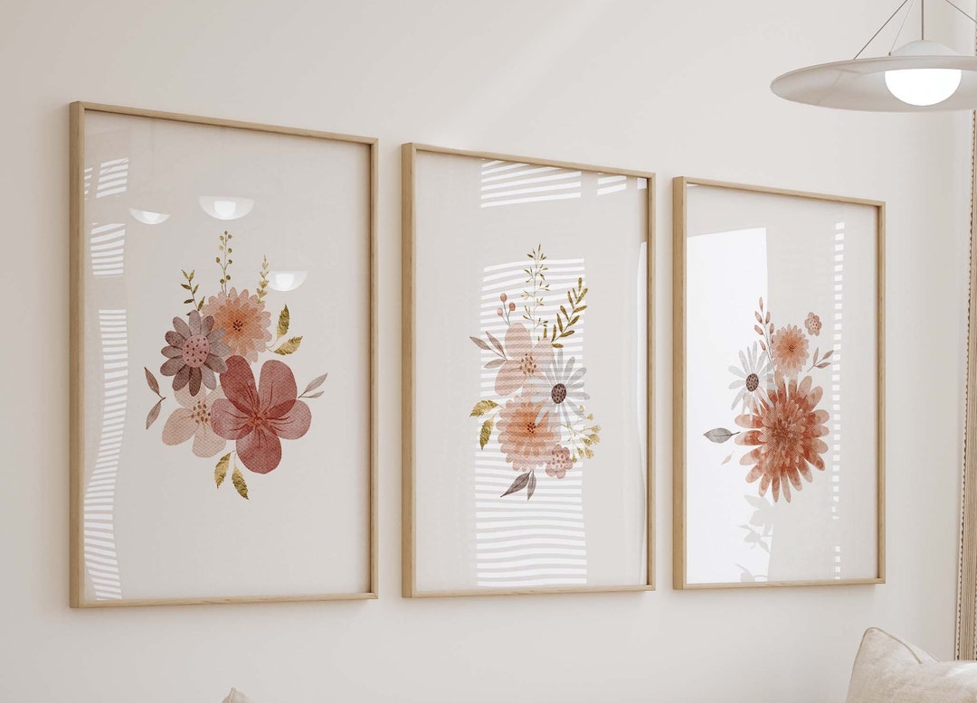 Boho Wildflower Watercolor Prints, Neutral Floral Nursery Wall Art ...