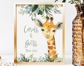 Cards and Gifts sign safari, Wild One table sign,PRINTABLE,Safari table sign, elephant party decor, safari gift sign, lion,  SA2020, SAbday