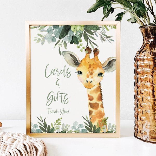 Cards and Gifts sign safari, Wild One table sign,PRINTABLE,Safari table sign, elephant party decor, safari gift sign, lion,  SA2020, SAbday