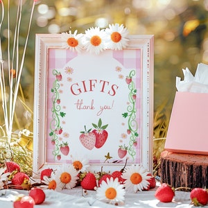Cadeaux fraises signe décoration de table, fraise signe, imprimable, premier anniversaire de baies, baies200