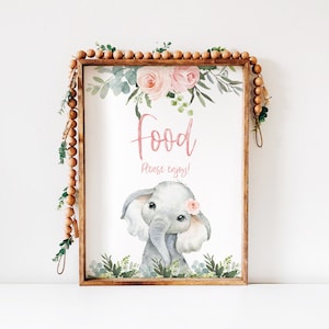 Floral Safari Jungle Animal food sign, food Station, Sage Greenery Gold, baby shower table sign boy, zoo baby shower, SA2021