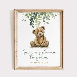 From my Shower to yours Bear table sign,PRINTABLE, Bear Baby Shower party decor, BB77