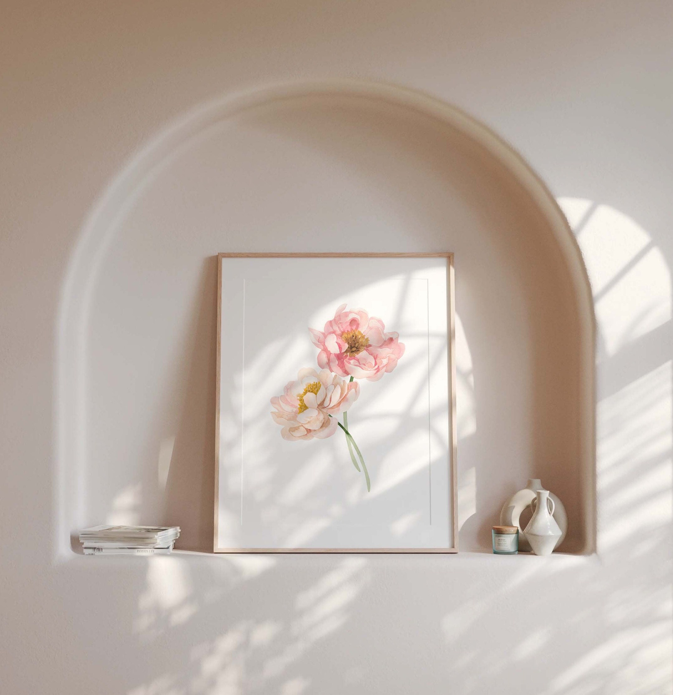 Pink Floral Garden Watercolor Prints, Blush Floral Nursery Wall Art ...