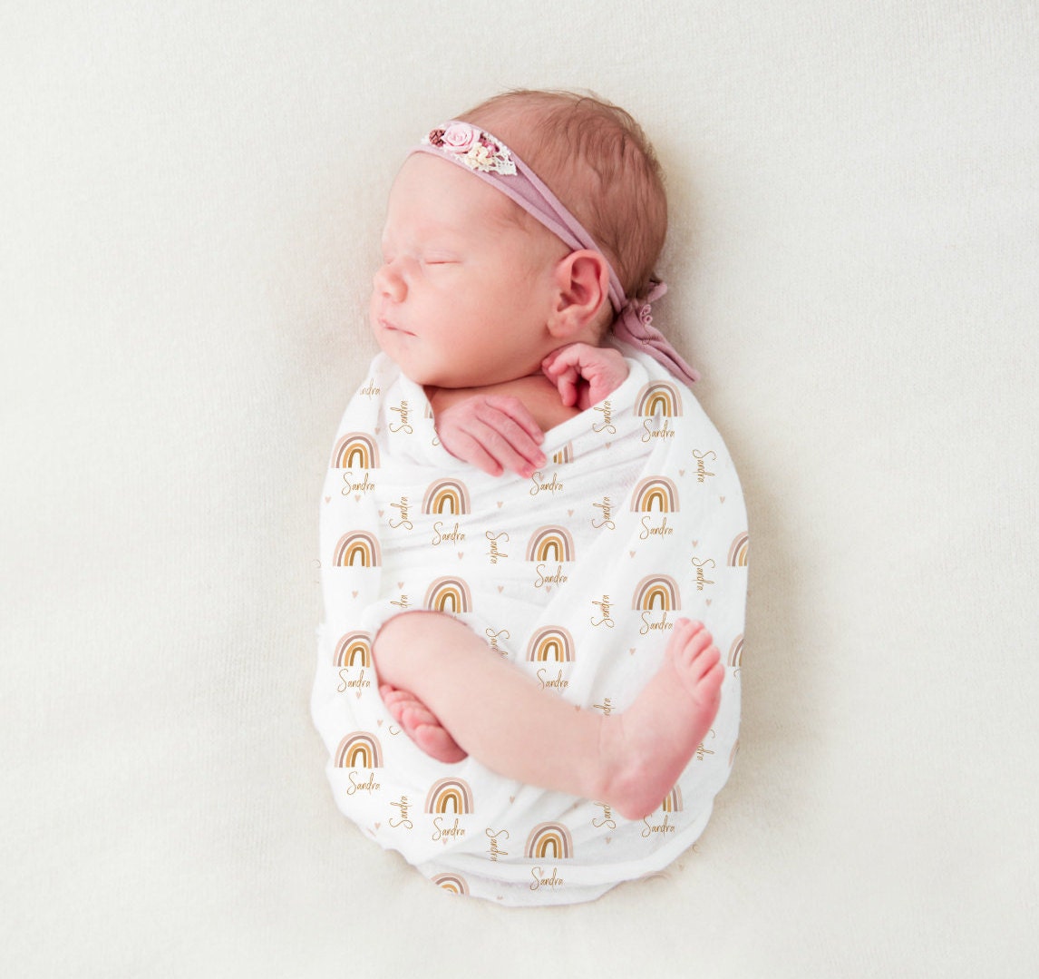 Rainbow baby Swaddle and Hat Set Newborn Swaddle Etsy