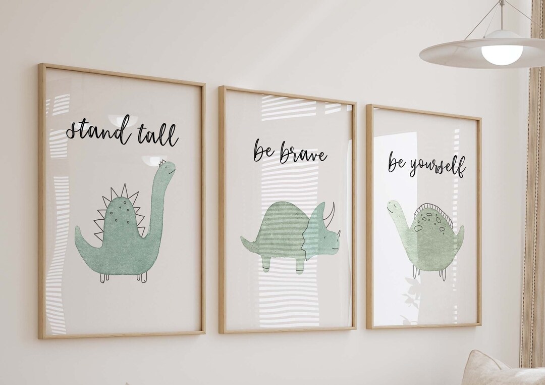 Dinosaur Nursery Prints, Neutral Boy Nursery Wall Art, Baby Boy Room ...