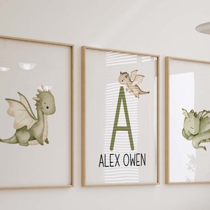 Dragon Personalized Watercolor Prints, Set of 3 Nursery Wall Art, Boy  Room Decor Personalized, Set of 3 Art Prints, Shipped,270