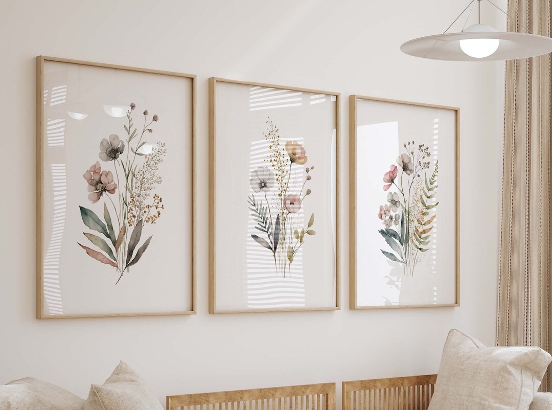 Boho Wildflower Watercolor Prints, Floral Nursery Wall Art, Girl's Room ...
