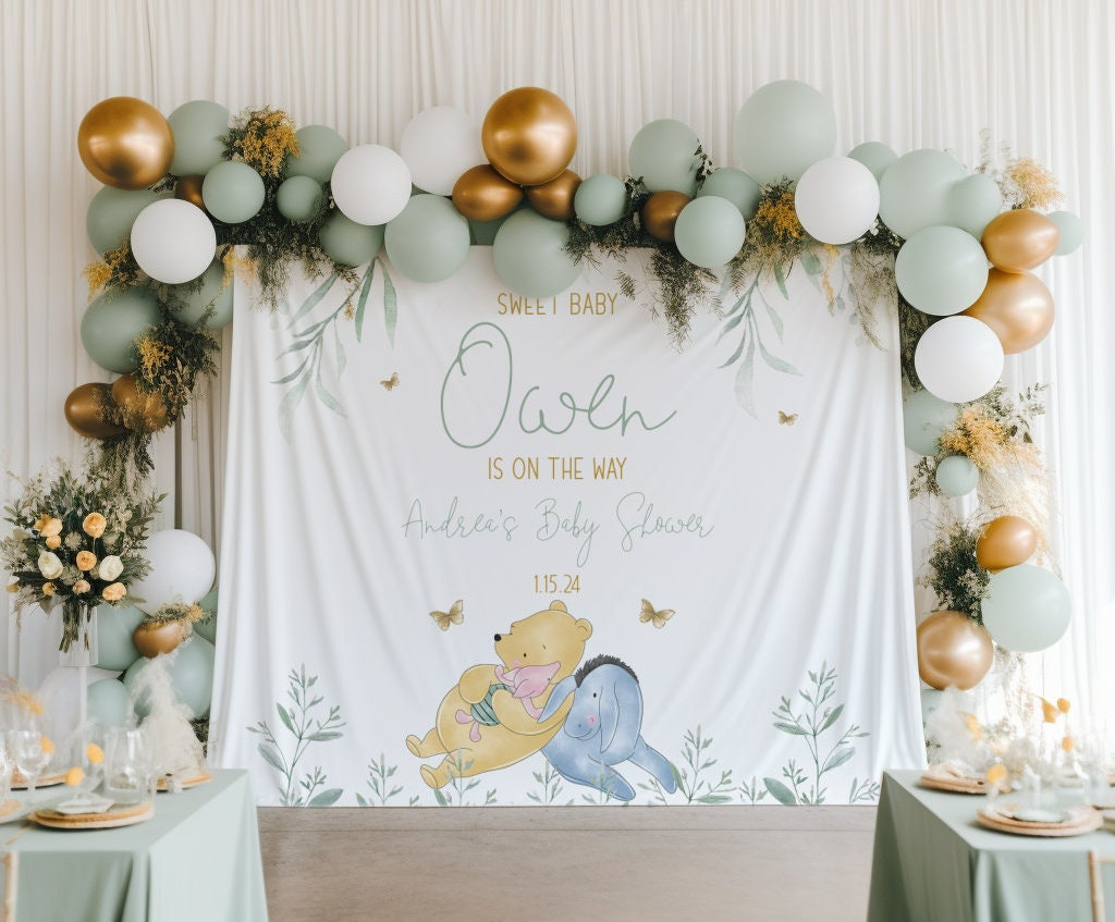 ROUND WINNIE THE Pooh Backdrop Birthday Kids Background Baby Shower