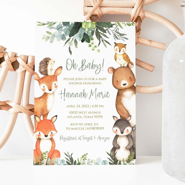 Woodland Baby Shower Invitation Etsy
