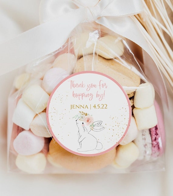 EDITABLE Bunny Circle Sticker Label Round Tag Printable | Etsy