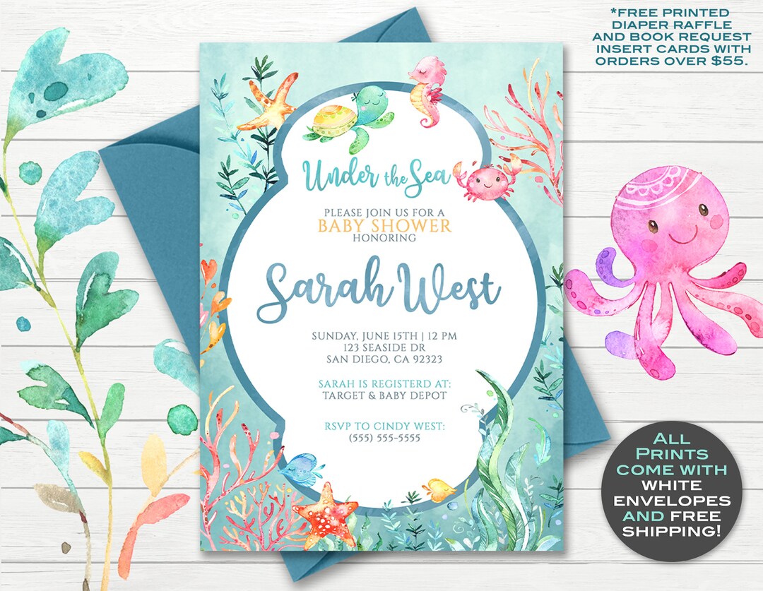 Under the Sea Baby Shower Invitation Template, Editable Baby Shower, Ocean, SEA14 Etsy