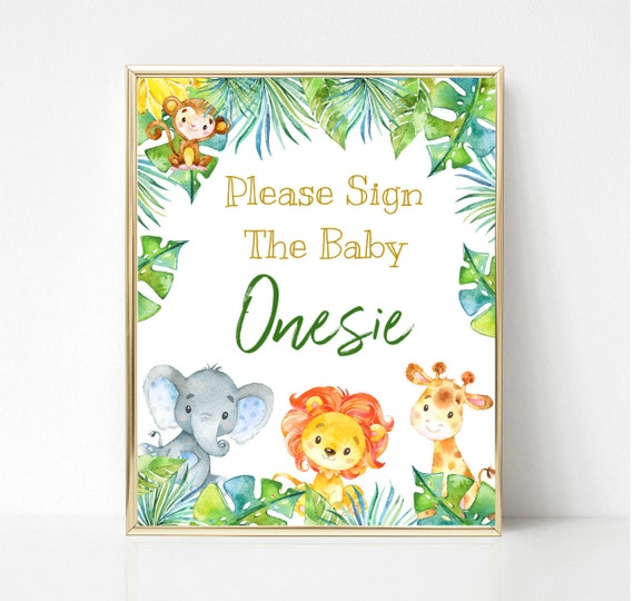 Safari Baby Shower Onesie Sign, Jungle Baby Shower Table Sign