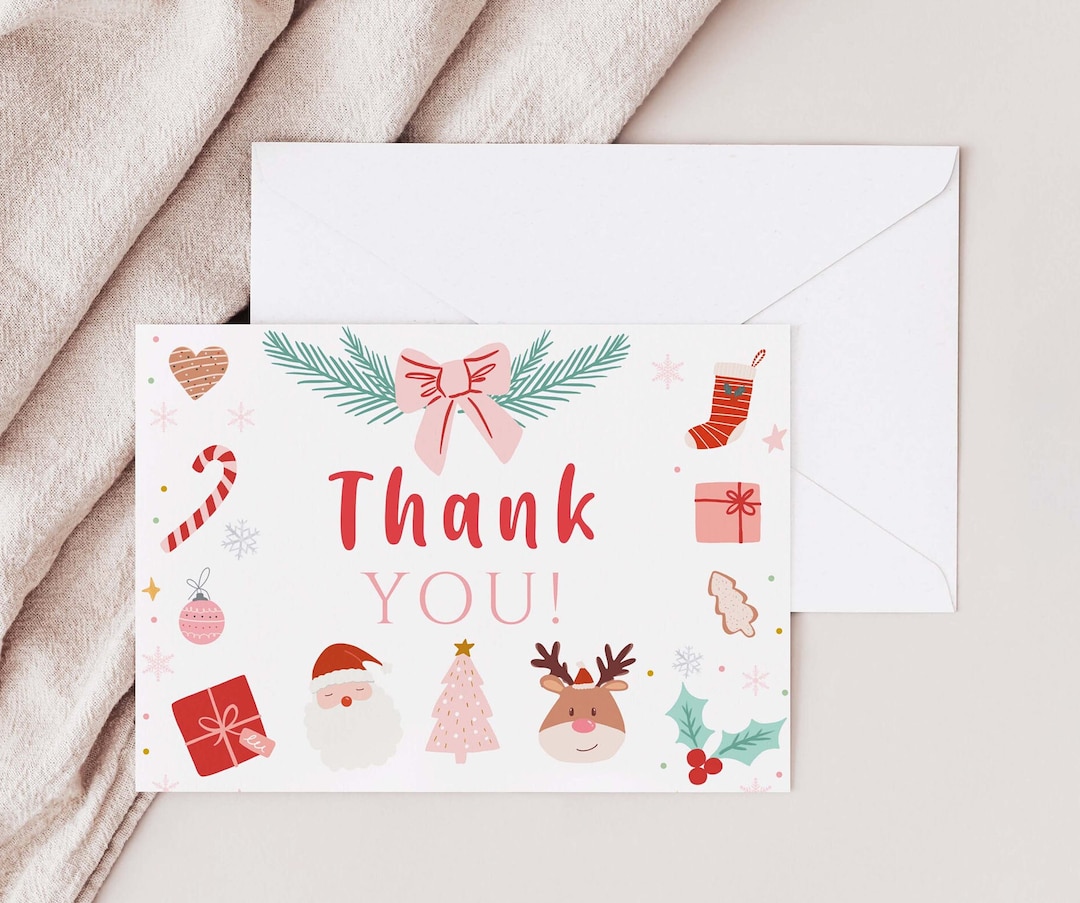 Editable Christmas Thank You Card, Oh What Fun, Digital Editable Birthday Thank You Card, 1001