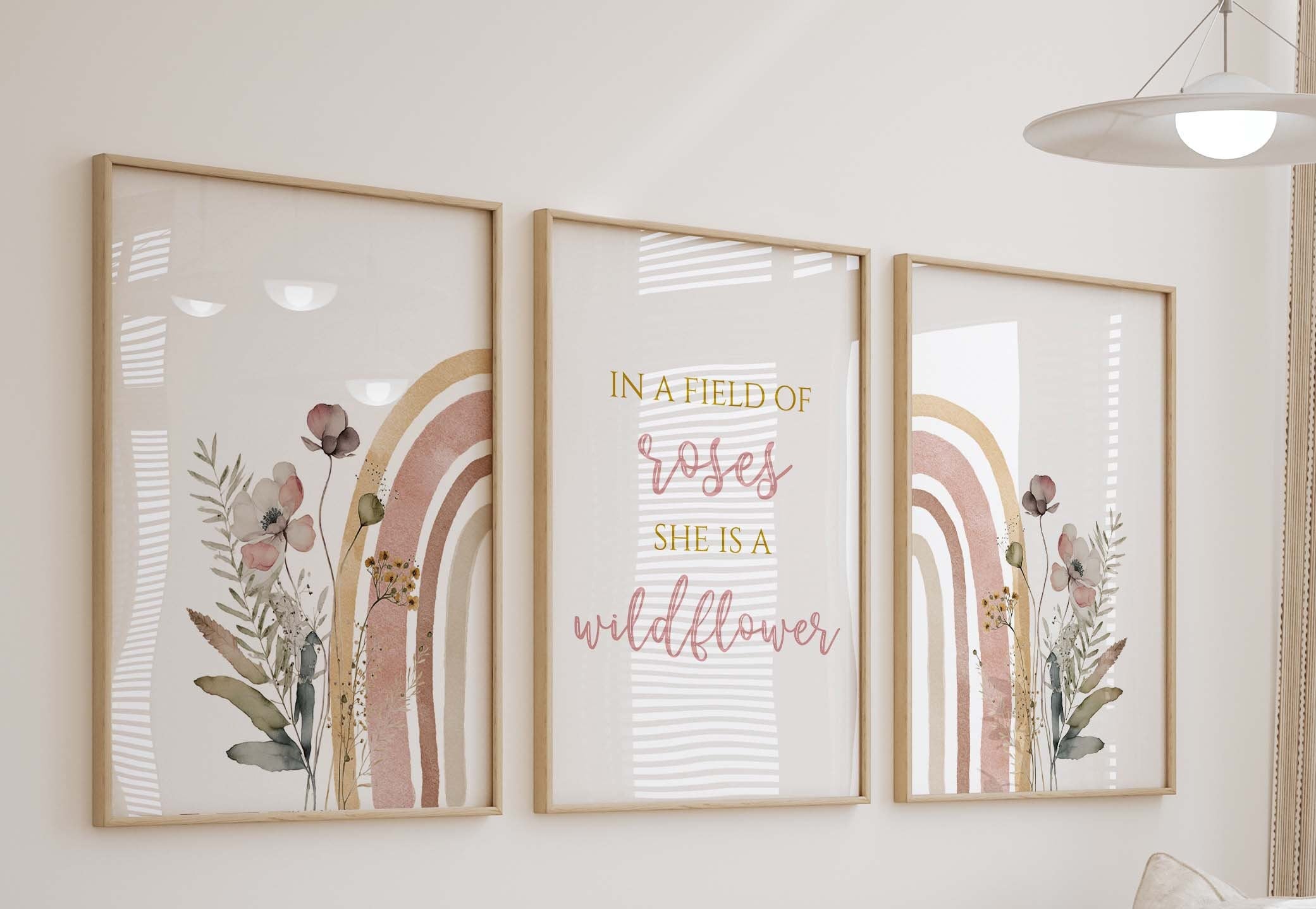 Boho Rainbow Wildflower Watercolor Prints, in A Field of Roses Nursery ...