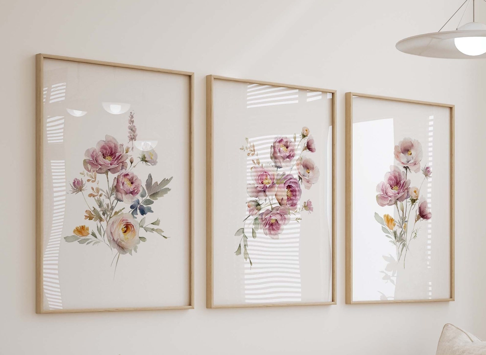 Pink Floral Garden Watercolor Prints, Blush Floral Nursery Wall Art ...