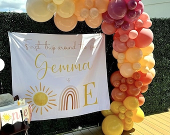 First trip around the sun backdrop | Sun Rainbow Birthday backdrop| Sunshine is one | party decor, SR001