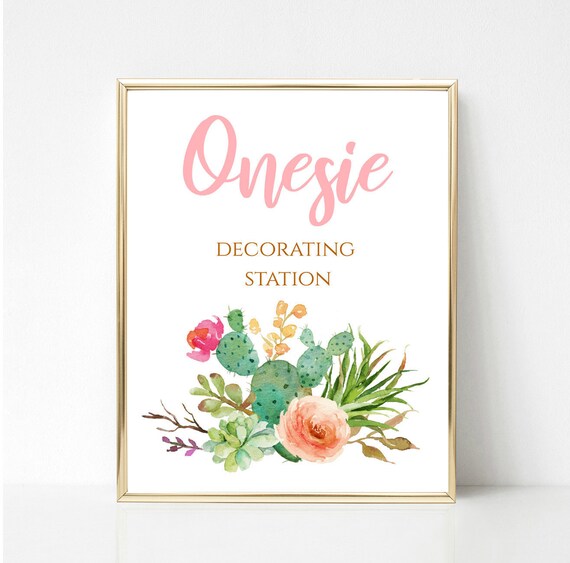 Baby Shower Signs Succulent Decorate A Onesie Cactus Onesie Etsy