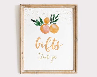 Gifts Orange Cutie table sign,PRINTABLE, Clementine Baby Shower party decor, LCO234, CC65