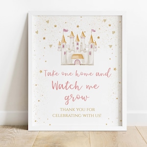 Princess Party Watch me grow sign, Favors Table Party Sign, Baby Shower Party Ideas, INSTANT DOWNLOAD, 902
