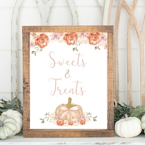 Sweets & Treats Sign, Printable Desserts Sign, Pumpkin, Fall, Autumn, Sweet Treats, PO001