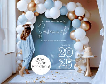 Graduation Backdrop Class of 2025, Custom Personalized Backdrop, ANY SCHOOL COLOR, Printed Backdrop, Grad Party Decor, Photo prop, grad200