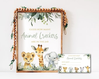 Guess how many animal crackers Safari game, Wild One ,PRINTABLE,Safari game, baby shower ideas, safari theme, lion,  SA2020, SAbday